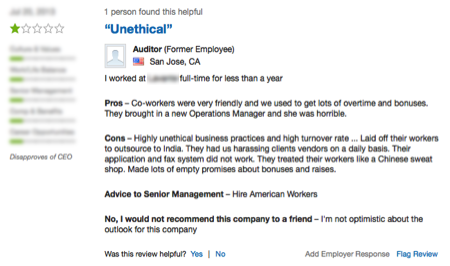 Screenshot 2 of company reviews